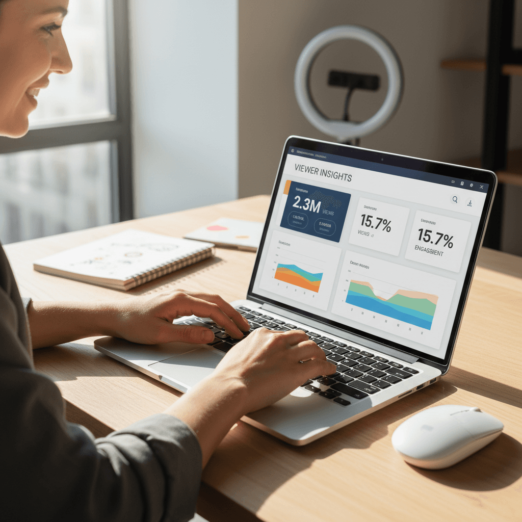 Creator reviewing consistent content performance on dashboard
